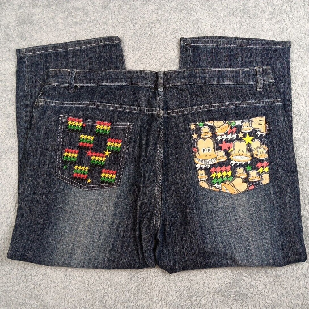 Platinum Plush Womens‎ Size 19 38x23 Jeans Open Leg Monkey Face Pocket